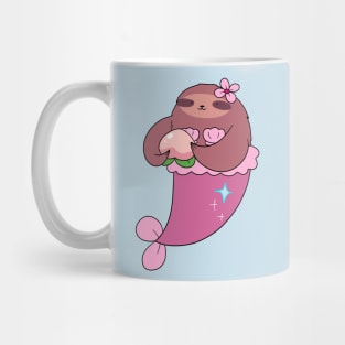 Peach Fruit Mermaid Sloth Mug